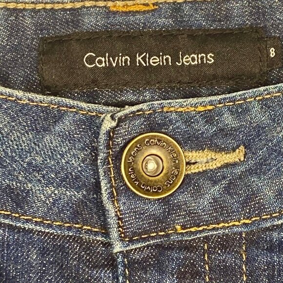 Calvin Klein Jeans Women's Size 8 Lean Bootcut Dark Wash Flap Pocket EUC - Picture 5 of 15